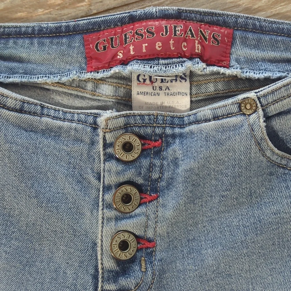 Vintage Super Low Rise Flare Exposed Button Fly Y2K Guess Jeans - Picture 6 of 10